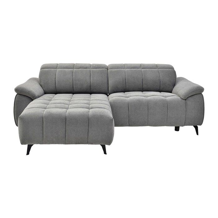 Canapé CELTIMO - Angle gauche relax électrique en tissu texturé gris - Vue supplémentaire 1