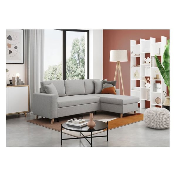 Canapé d'Angle MARIA SCANDINAVE Réversible et Convertible - Gris clair