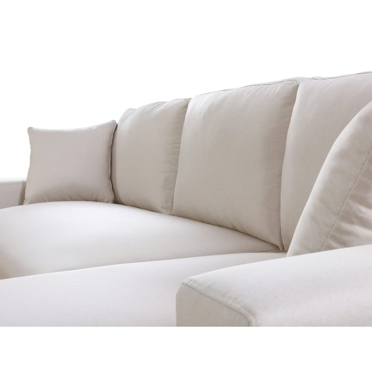 Canapé d'angle scandinave convertible avec coffre en tissu beige - Vue supplémentaire 3