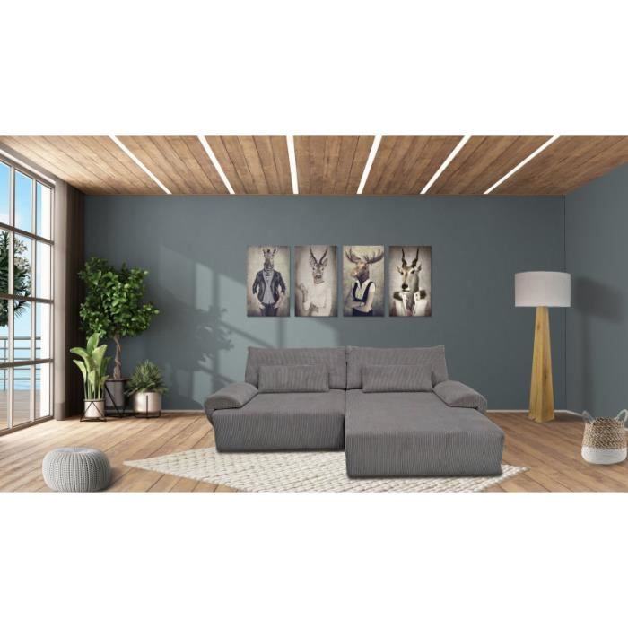 Produit similaire: Canapé d'angle réversible et convertible velours côtelé gris - LESTER Meubletmoi