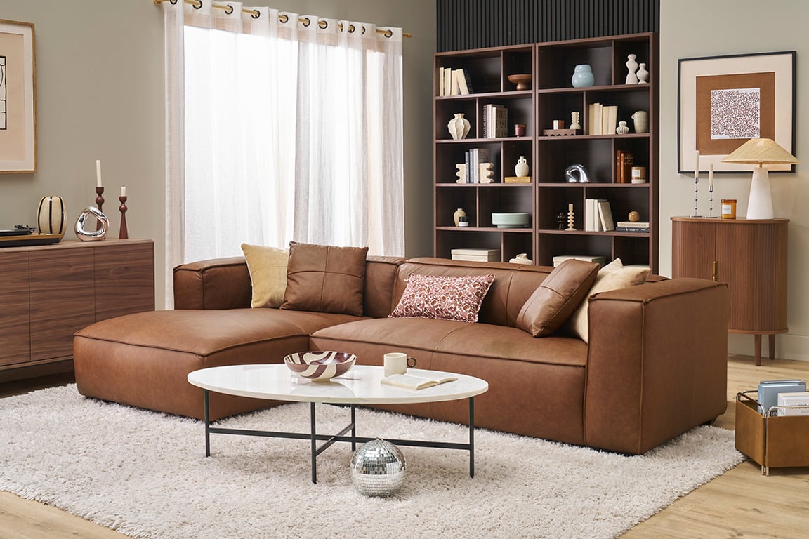 Produit similaire: Cobain - Canapé d'angle gauche vintage 4-5 places en cuir marron