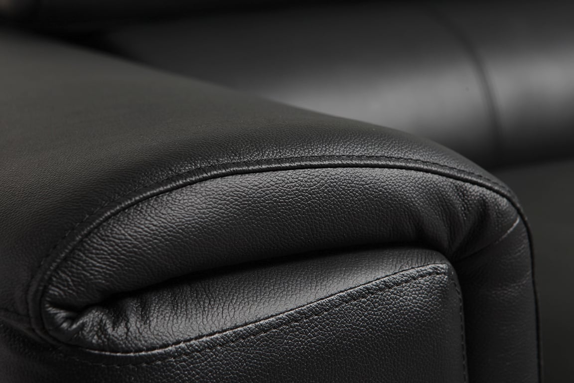 Nevada - Canapé 3 places en cuir noir têtières ajustables - Vue supplémentaire 2