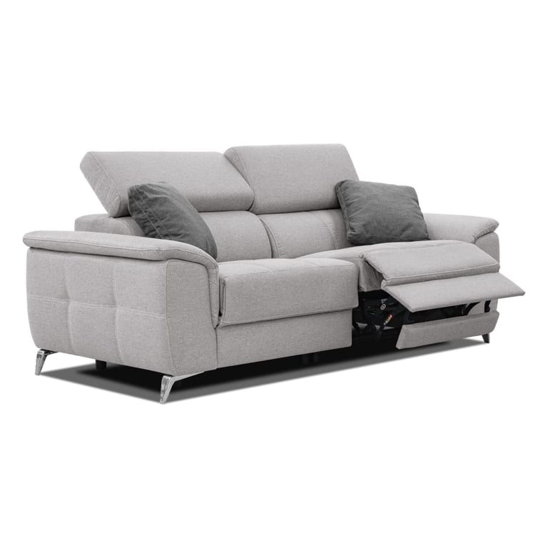 Plauen - Canapé droit avec 2 relax électriques tissu gris et graphite - Vue supplémentaire 1