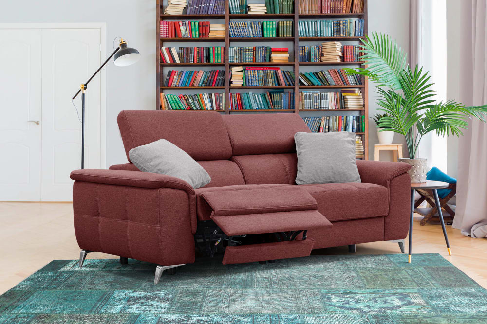 Produit similaire: Plauen - Canapé droit avec 2 relax électriques tissu rouge brique et gris