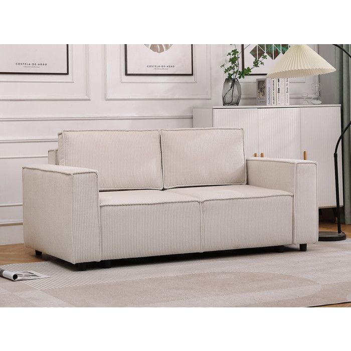 Produit similaire: Canapé droit convertible en velours côtelé "Montaigne S" - 2 places - Beige