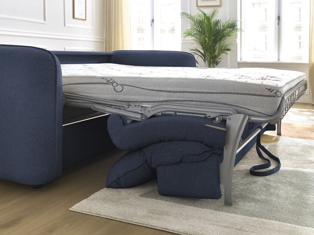 Canapé Achille 2 places convertible tissu bleu - Vue supplémentaire 2