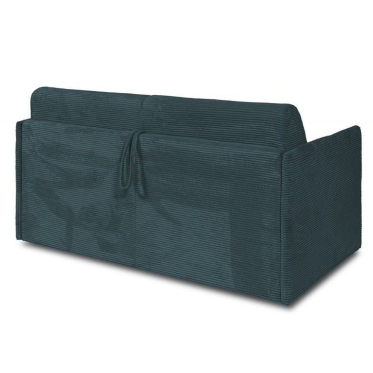 Canapé lit express COLOSSE 140 cm matelas 22 cm à mémoire de forme velours côtelé azur - Vue supplémentaire 2