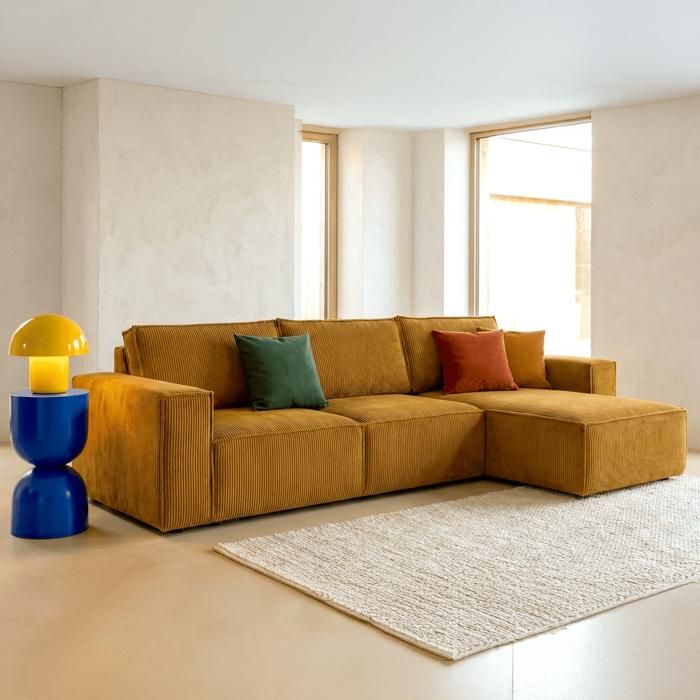 Produit similaire: Canapé convertible 5 places - HOMIFAB - Harper - Angle réversible - Coffre de rangement - Velours côtelé jaune