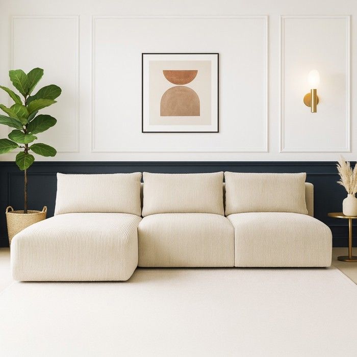 Produit similaire: Canapé d'angle convertible 4 places - HOMIFAB - Jasper gauche VC - Velours côtelé - Beige