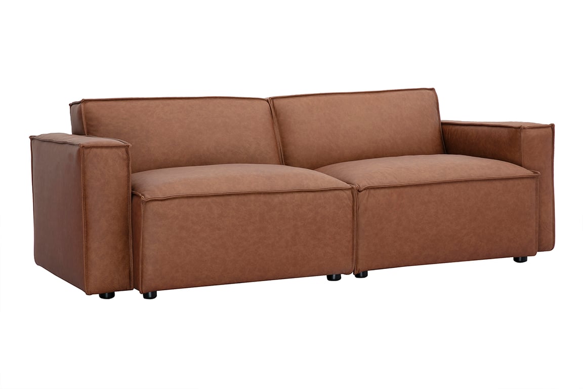 Split - Canapé modulable vintage 3 places en cuir de buffle marron - Vue supplémentaire 1