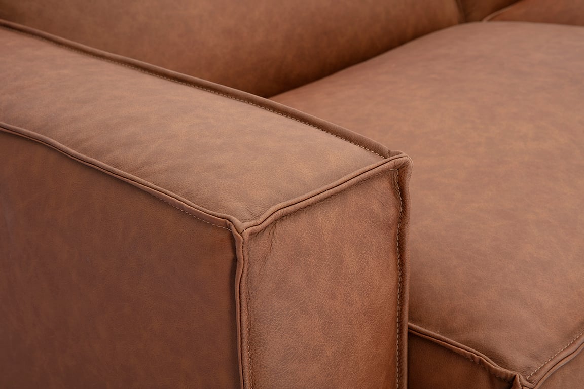 Split - Canapé modulable vintage 4 places en cuir de buffle marron - Vue supplémentaire 2