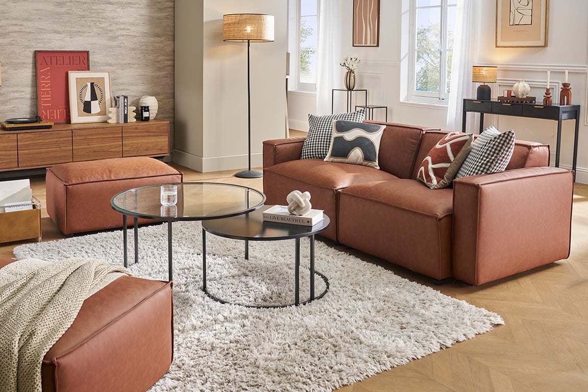 Produit similaire: Split - Canapé modulable vintage 3 places en cuir de buffle marron