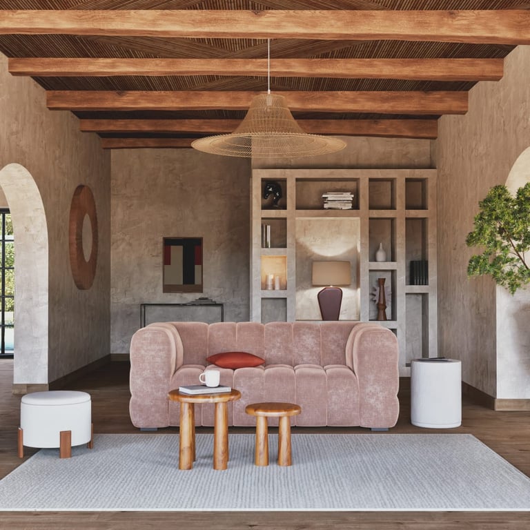 Produit similaire: Lilo - Canapé nuage 2 places en velours beige latte effet usé