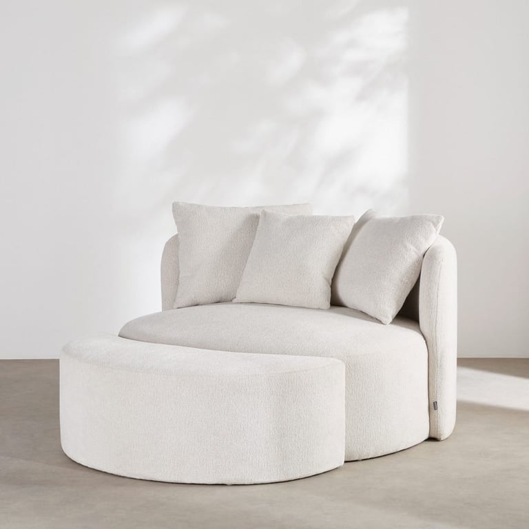 Teese - Canapé rond et pouf ivoire - Vue supplémentaire 2