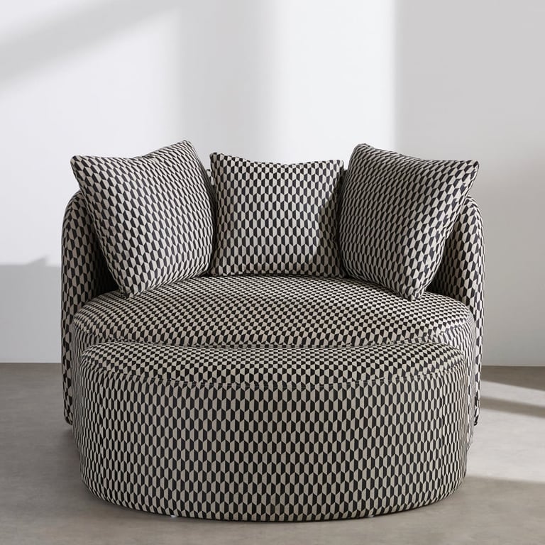 Teese - Canapé rond et pouf noir et blanc - Vue supplémentaire 2