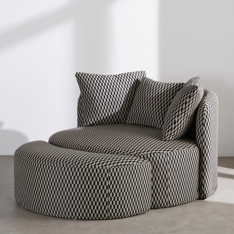 Teese - Canapé rond et pouf noir et blanc - Vue supplémentaire 1