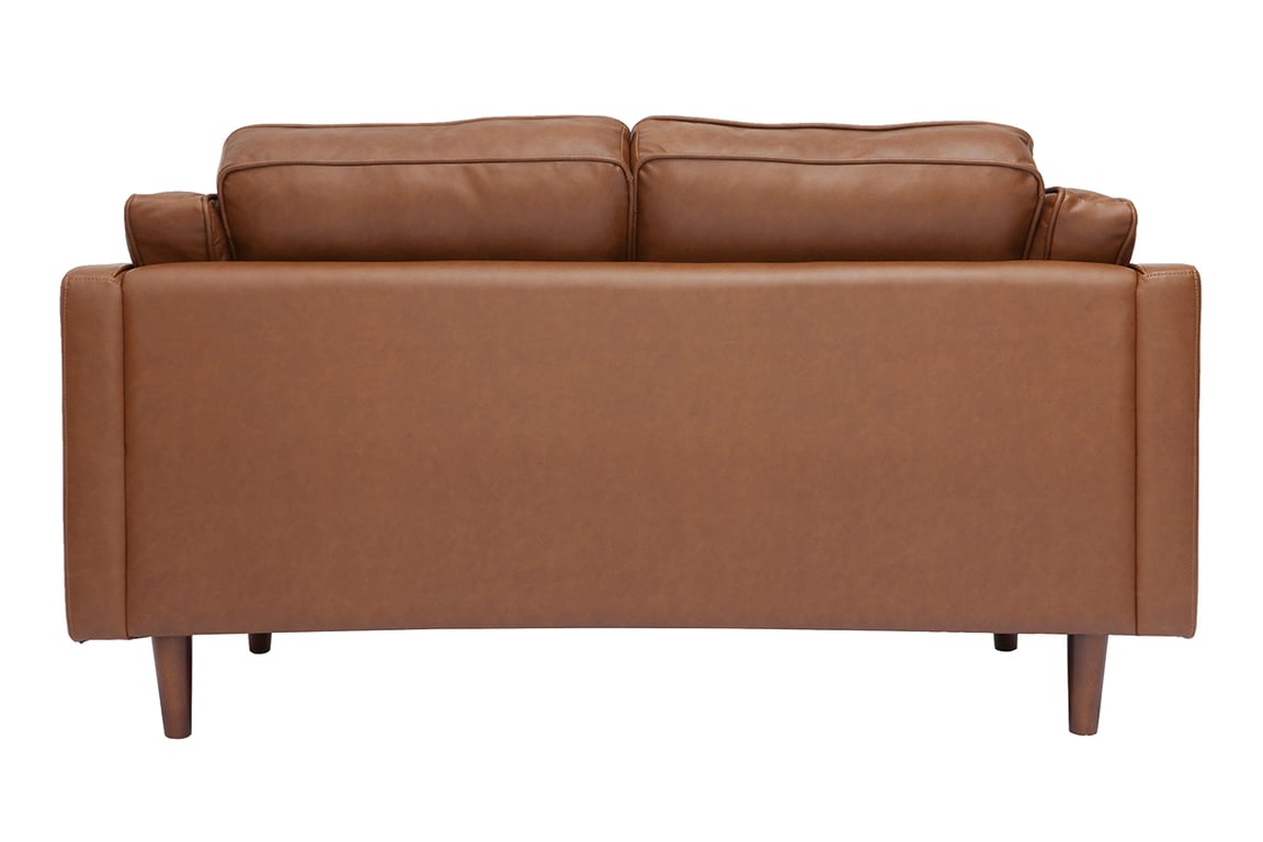 Canapé vintage 2 places cuir marron et bois foncé BRADLEY - Vue supplémentaire 3