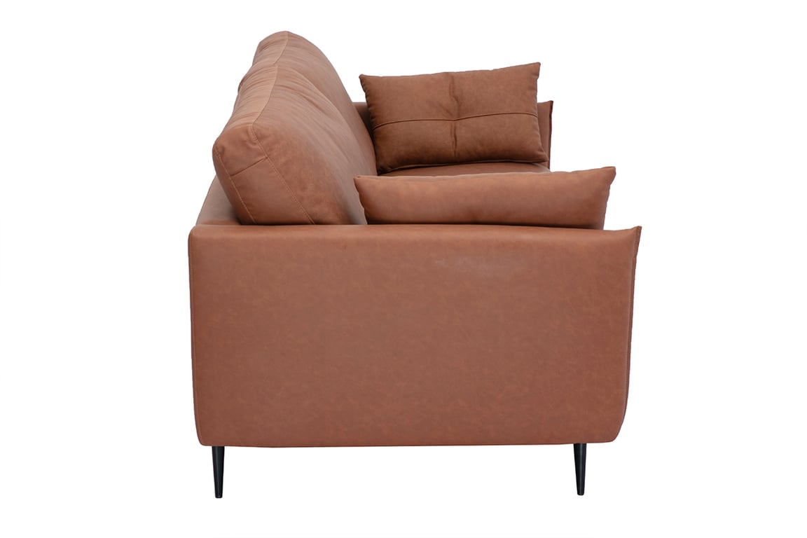 Daven - Canapé vintage 3 places cuir marron - Vue supplémentaire 2