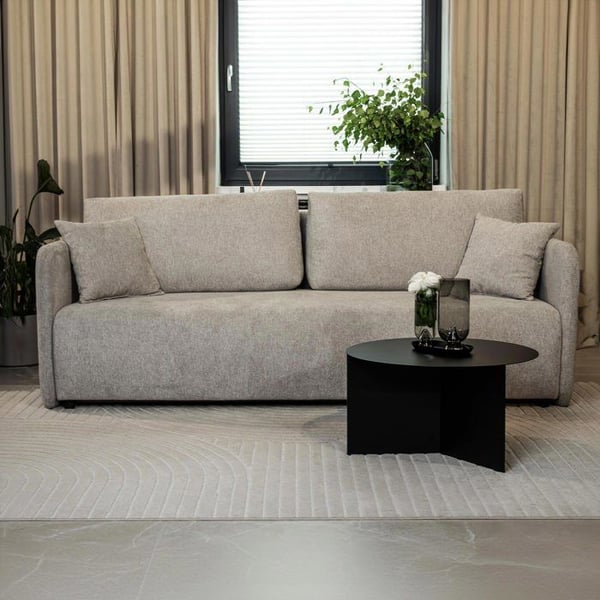 Canapé Celsy - 3 places convertible avec coffre en tissu gris