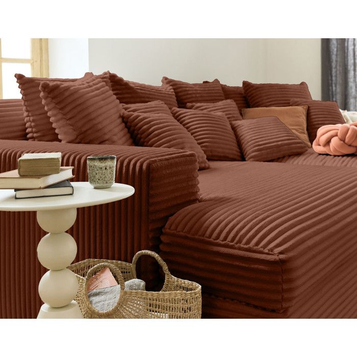 Canapé Collins - 3 places avec double méridienne - velours côtelé grosses côtes - Vue supplémentaire 2