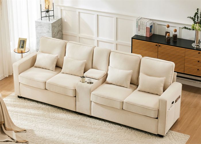 Produit similaire: Canapé 4 places moderne en tissu de lin avec porte-boissons