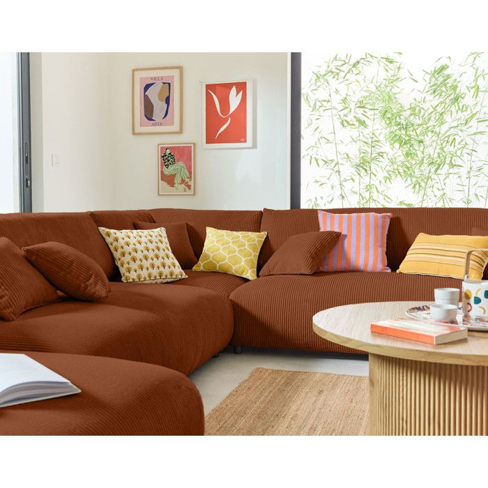 Produit similaire: Canapé panoramique Garance en velours côtelé - Lisa Design - Angle réversible - Rouge - 1 place