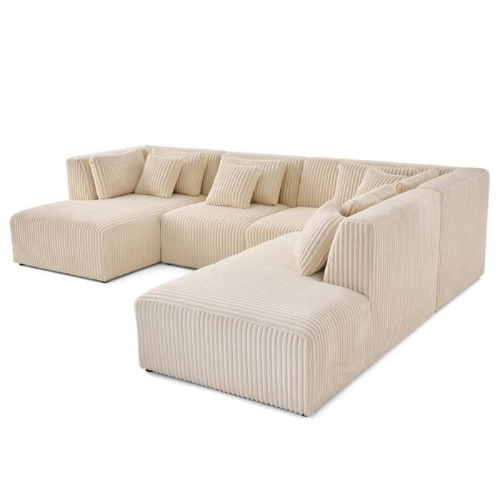 Produit similaire: Victoire - canapé modulable panoramique d'angle droit 7 places en velours côtelé grosses côtes - Beige