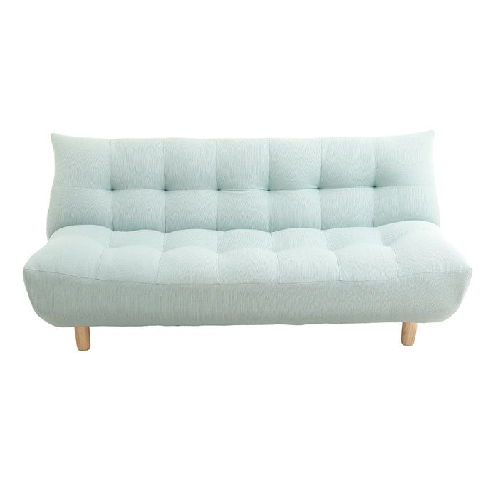 Canapé convertible scandinave en tissu menthe à l'eau et bois clair YUMI - Vue supplémentaire 1