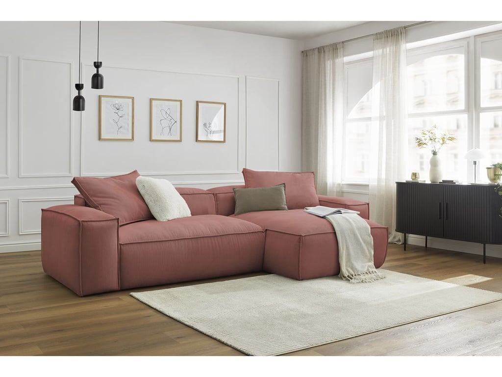 Produit similaire: Canapé d'angle réversible ultra moelleux BOHEME velours côtelé rose réversible BOBOCHIC 3 places