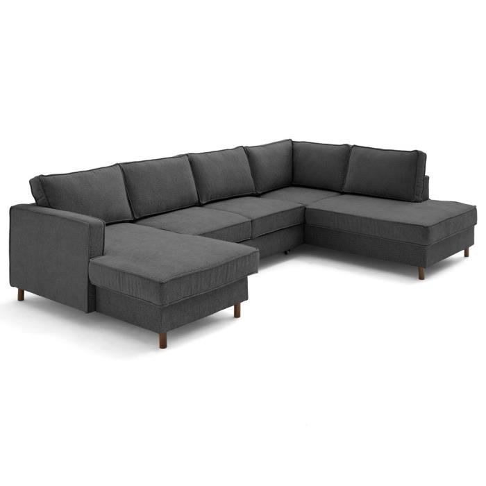 Produit similaire: Jake - canapé panoramique d'angle droit 7 places convertible avec coffre en tissu velours relief - Gris Anthracite