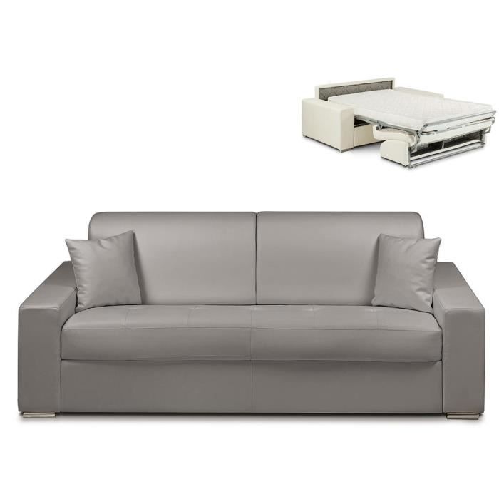 Produit similaire: Canapé 4 places convertible express en simili EMIR - Gris - Couchage à lattes larges 160 cm - Matelas 14 cm