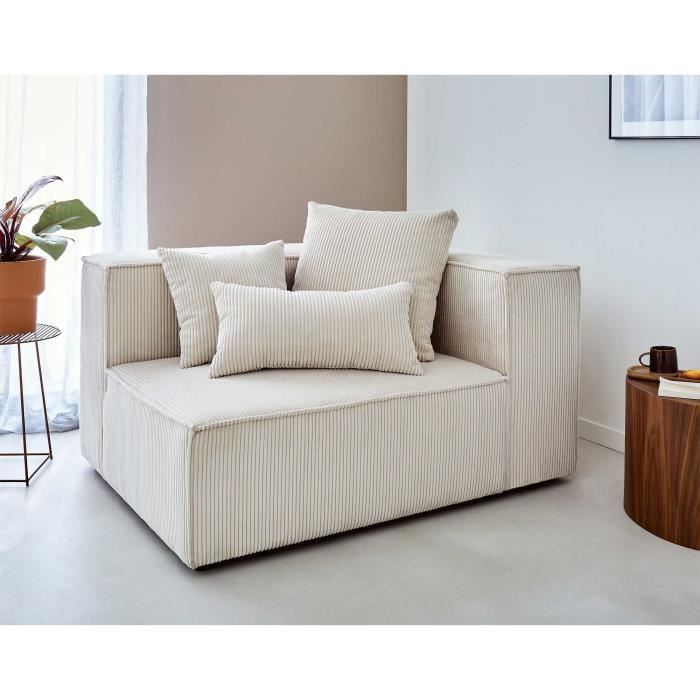 Produit similaire: Canapé Colombine - Lisa Design - Module d'assise droit en velours côtelé beige - 2 places