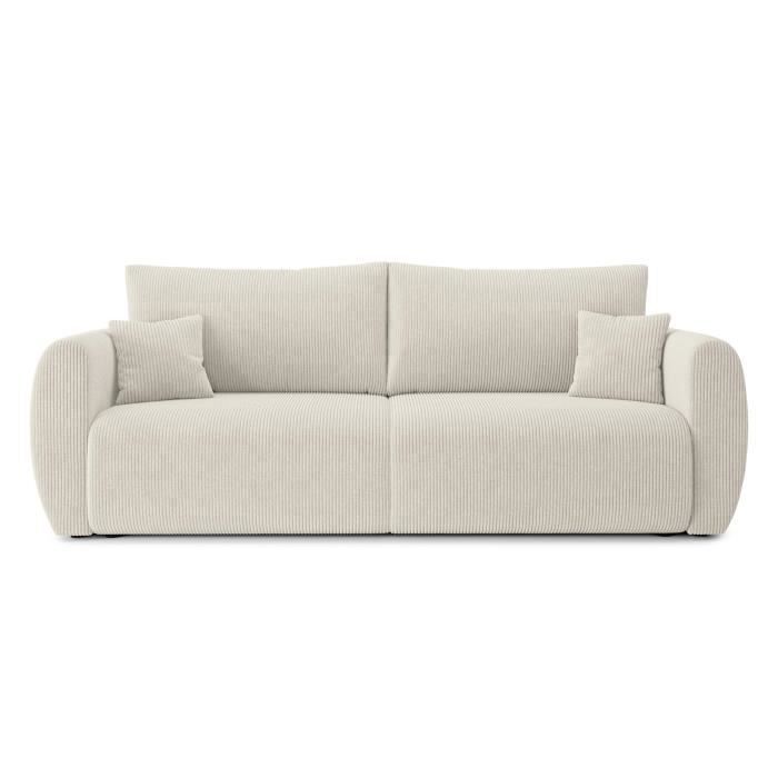 Produit similaire: Canapé droit convertible REFA en velours côtelé beige 3 places - Réversible - Coffre de rangement -BAÏTA