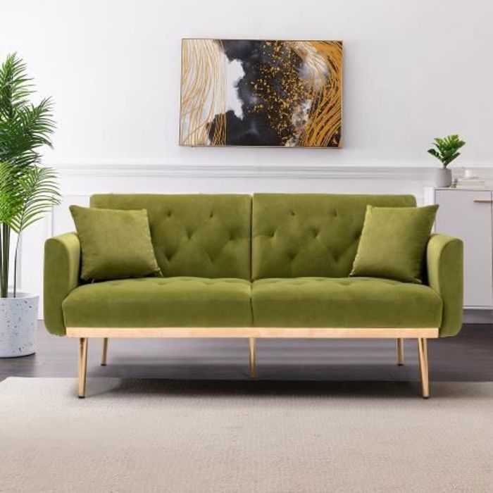 Produit similaire: Canapé trois places en velours souple, canapé convertible en trois parties avec support en métal, salon, chambre à coucher,vert