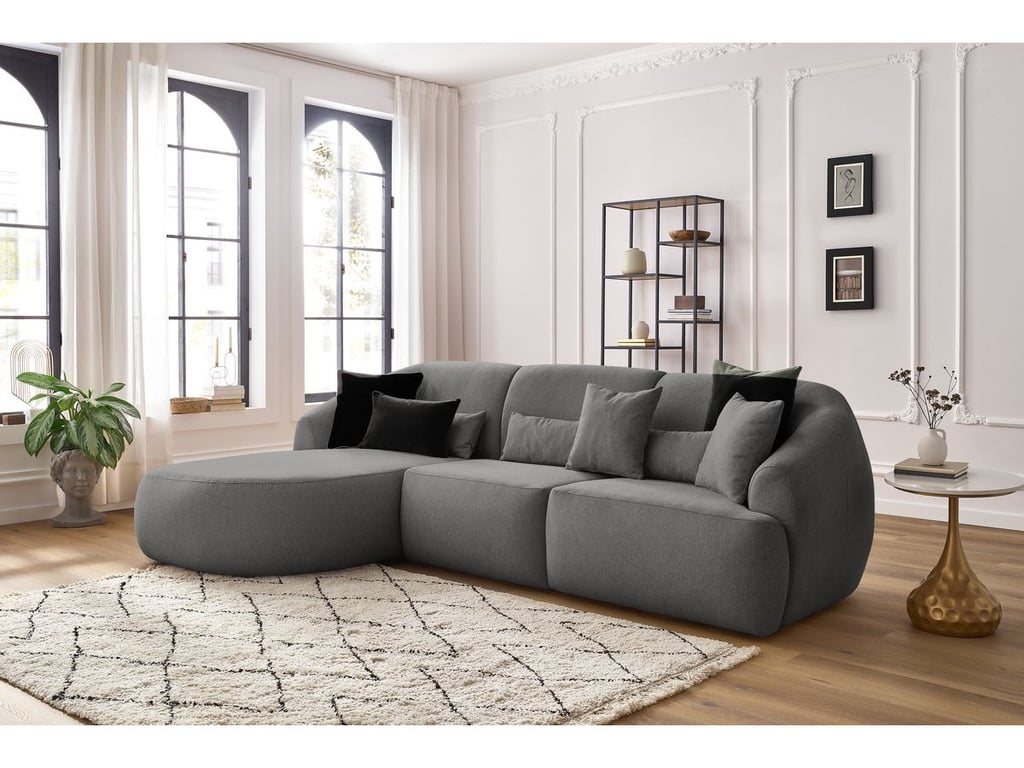 Produit similaire: Canapé d'angle fixe ALESIA tissu chiné gris foncé angle gauche BOBOCHIC 3 places