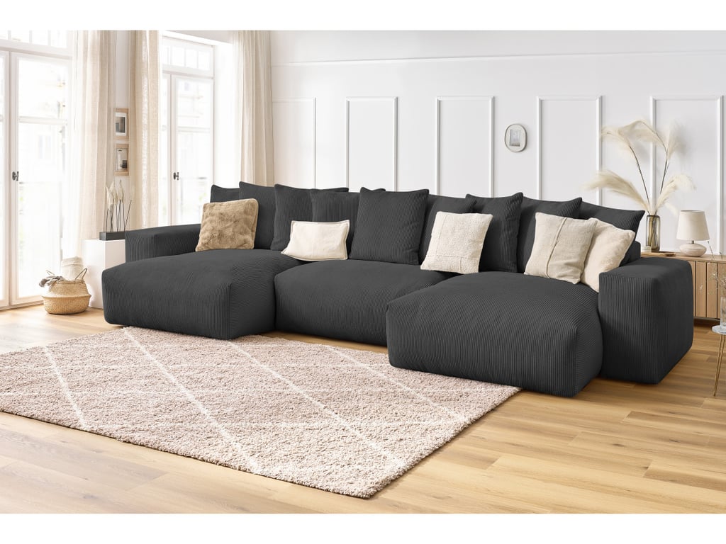 Produit similaire: Canapé panoramique fixe VOLTAIRE velours côtelé gris foncé panoramique BOBOCHIC 6 places