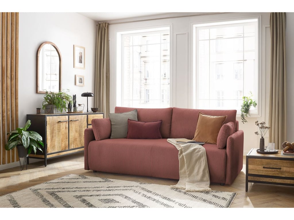 Produit similaire: Canapé droit convertible coffre MARCEL velours côtelé rose BOBOCHIC 3 places