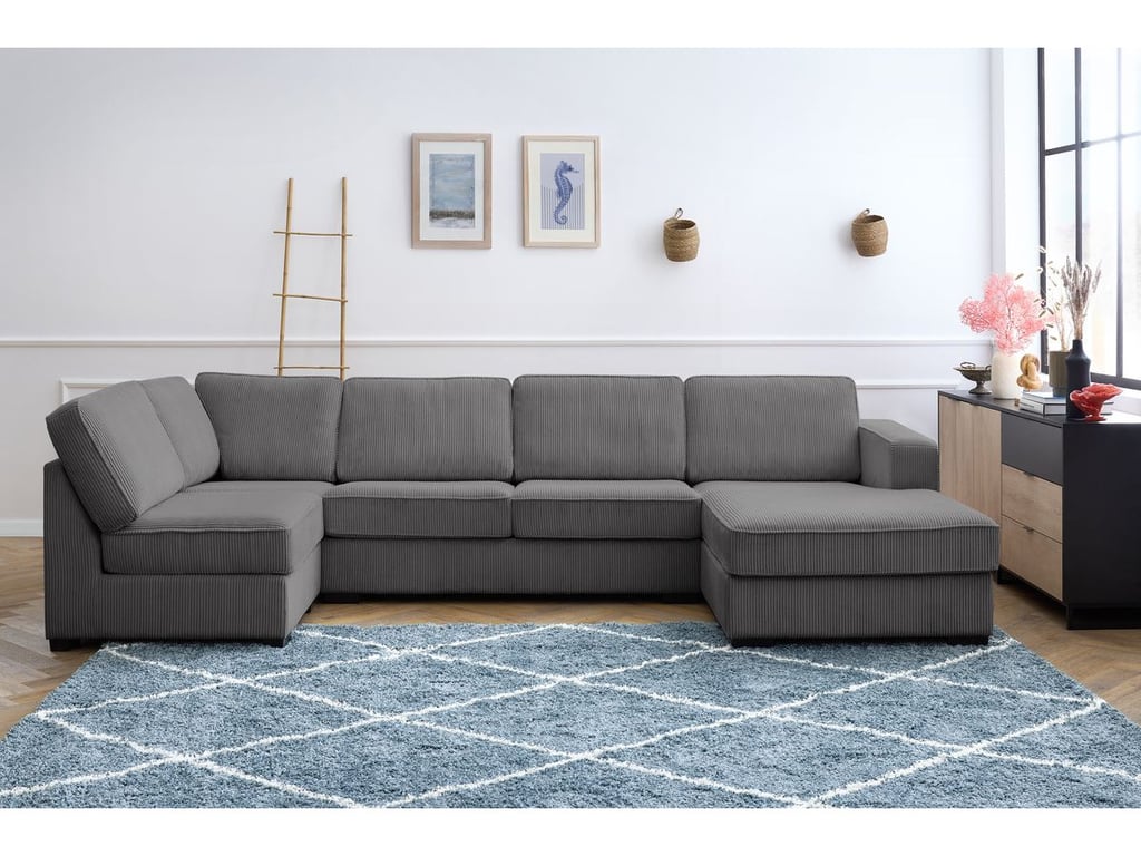 Produit similaire: Mega canapé panoramique convertible 8 places velours côtelé gris foncé angle droit