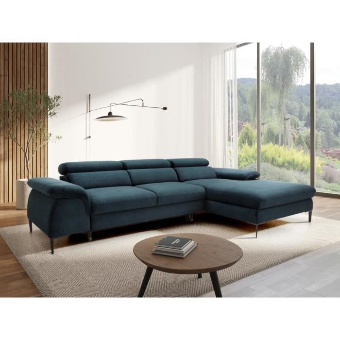 Produit similaire: Canapé d'angle droit convertible en velours bleu nuit - VENTE-UNIQUE - SEPINA - 4 places - Coffre de rangement