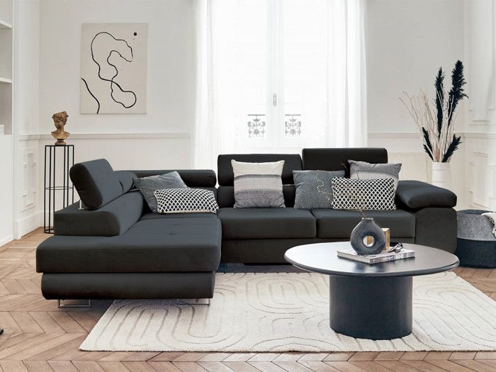 Produit similaire: Pablo - canapé d'angle gauche - 5 places - convertible avec coffre et têtières réglables - en velours