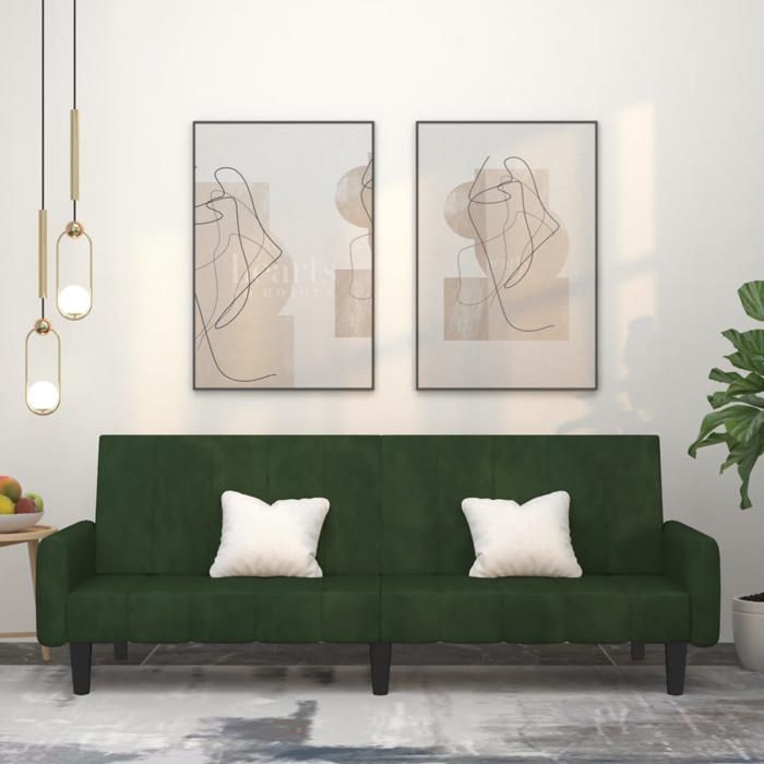 Produit similaire: Canapé-lit à 2 places-Canapé convertible vert foncé velours 267646