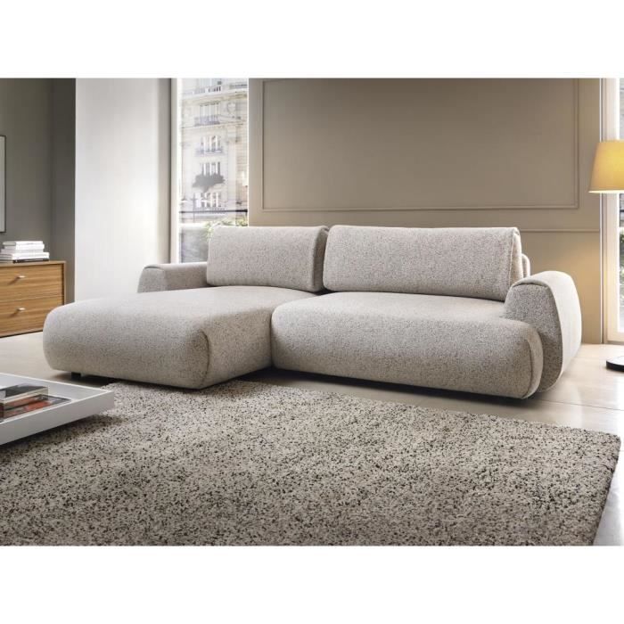 Produit similaire: Canapé d'angle gauche convertible en tissu texturé gris MONELIA