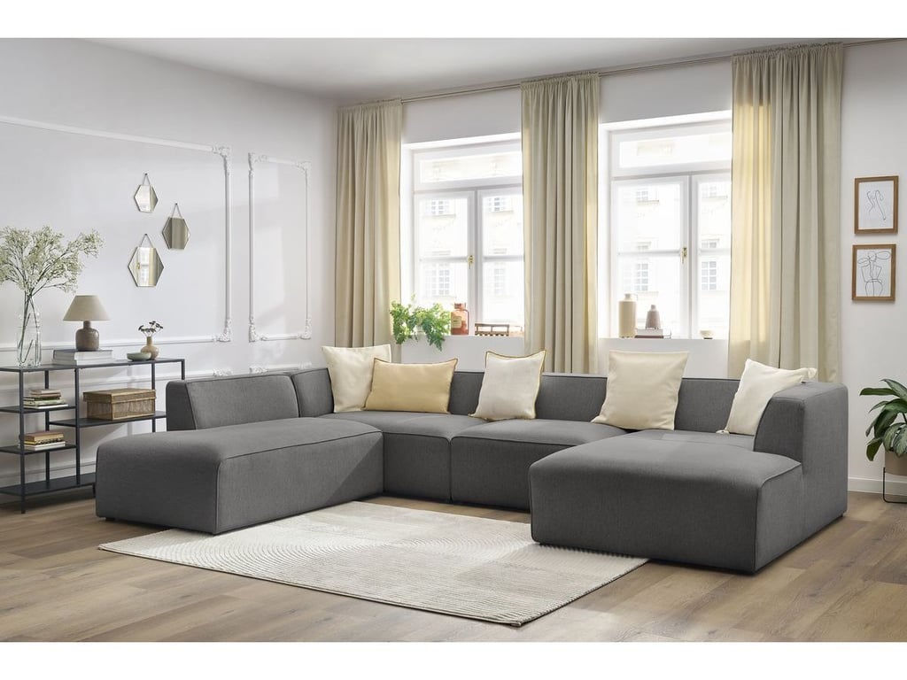 Produit similaire: Canapé panoramique fixe MEGEVE tissu chiné gris foncé angle droit BOBOCHIC 1 places