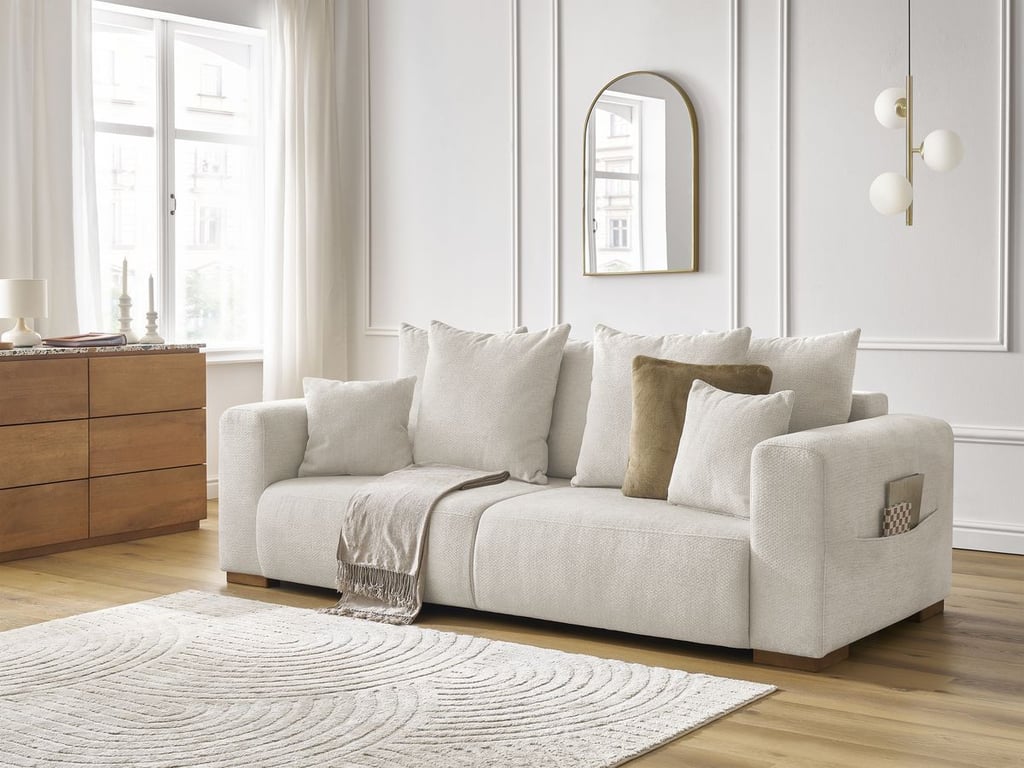 Produit similaire: Canapé droit fixe 3 places SIDONIE tissu chiné beige BOBOCHIC