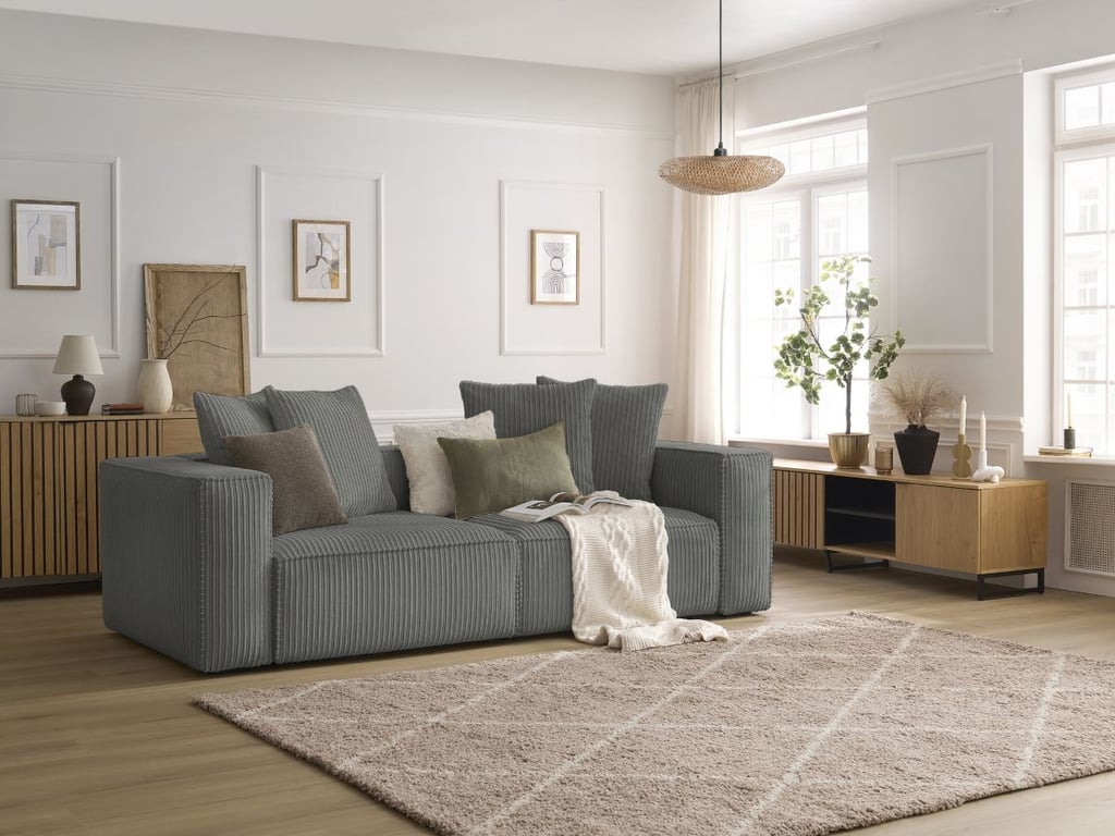 Produit similaire: Canapé droit fixe 3 places NINA velours côtelé gris foncé BOBOCHIC