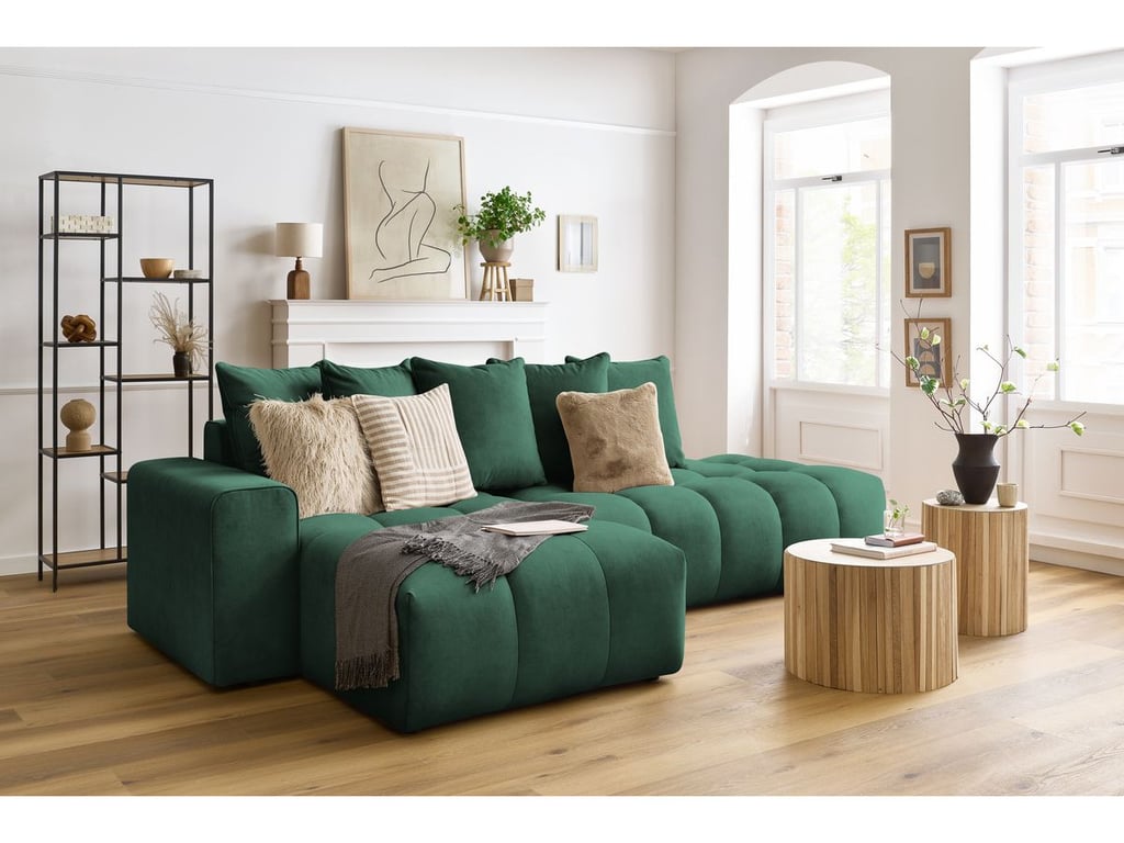 Produit similaire: Canapé d'angle fixe MONT-BLANC velours vert angle gauche BOBOCHIC 3 places