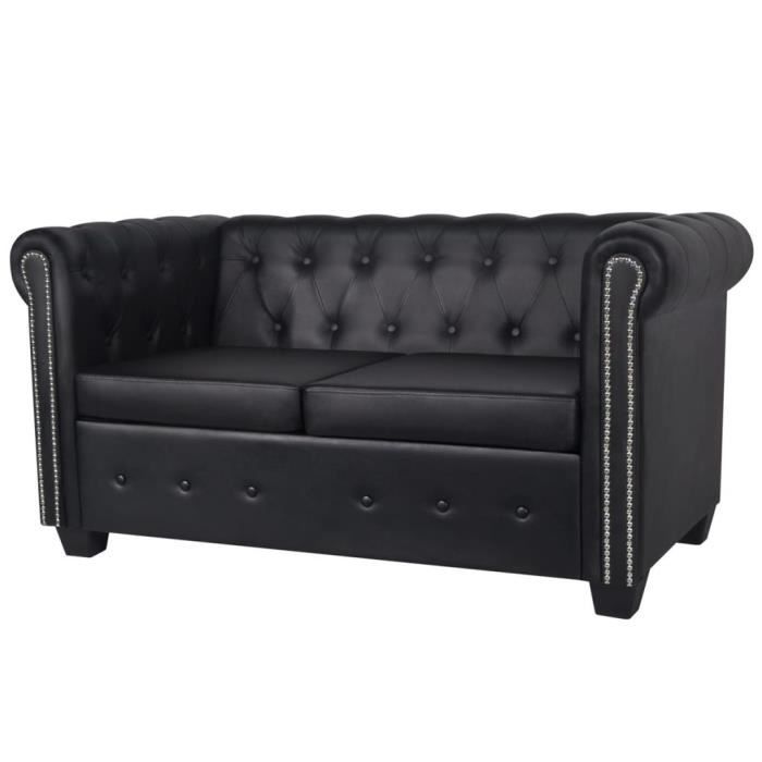 Produit similaire: Canapé Chesterfield 2 places - OVONNI - Convertible - Simili Noir - Confort Moelleux