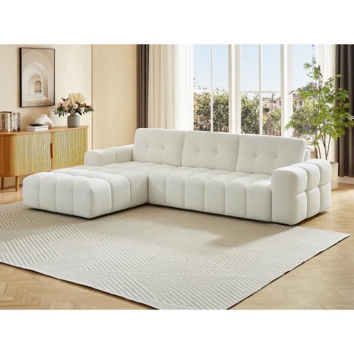 Produit similaire: Canapé d'angle gauche en tissu bouclette blanc SOPELANA
