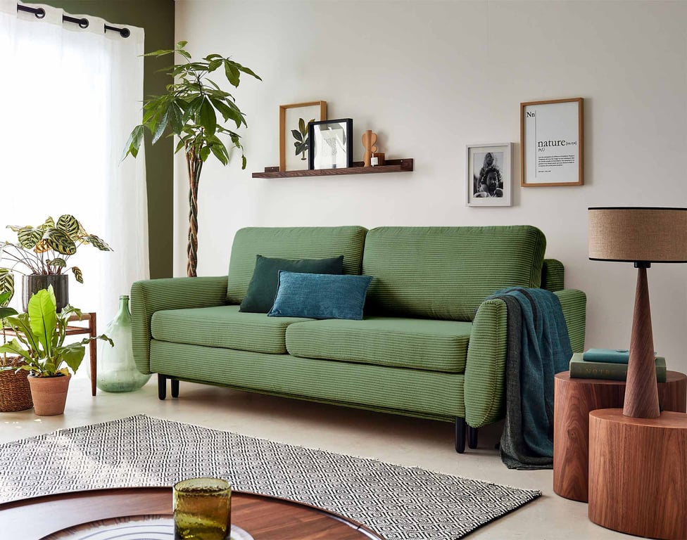 Produit similaire: dan - Canapé convertible velours côtelé Vert