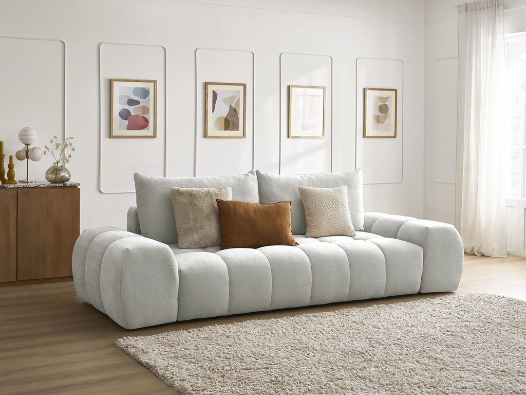 Produit similaire: Everest canapé droit convertible coffre 3 places tissu texturé gris clair